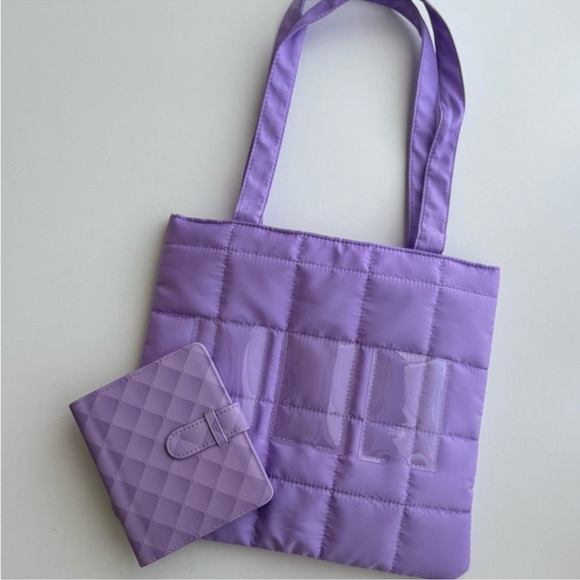 Instax Handbags - Elegant Purple Quilted Tote Bag with Photo Album for Instax Polaroid Photos